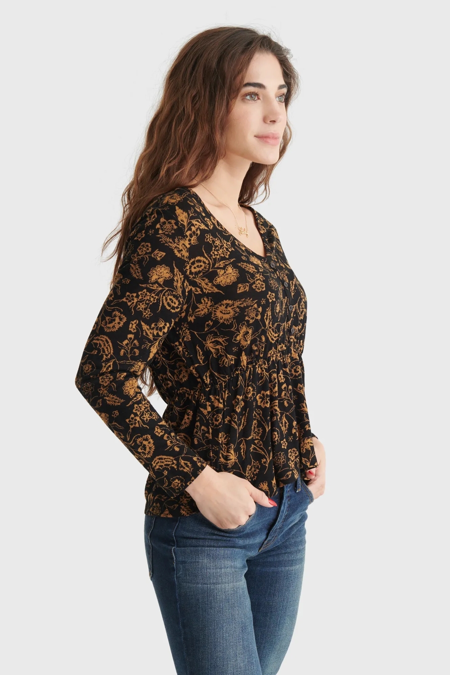 RELAXED-FIT PEPLUM V-NECK TOP, image 3