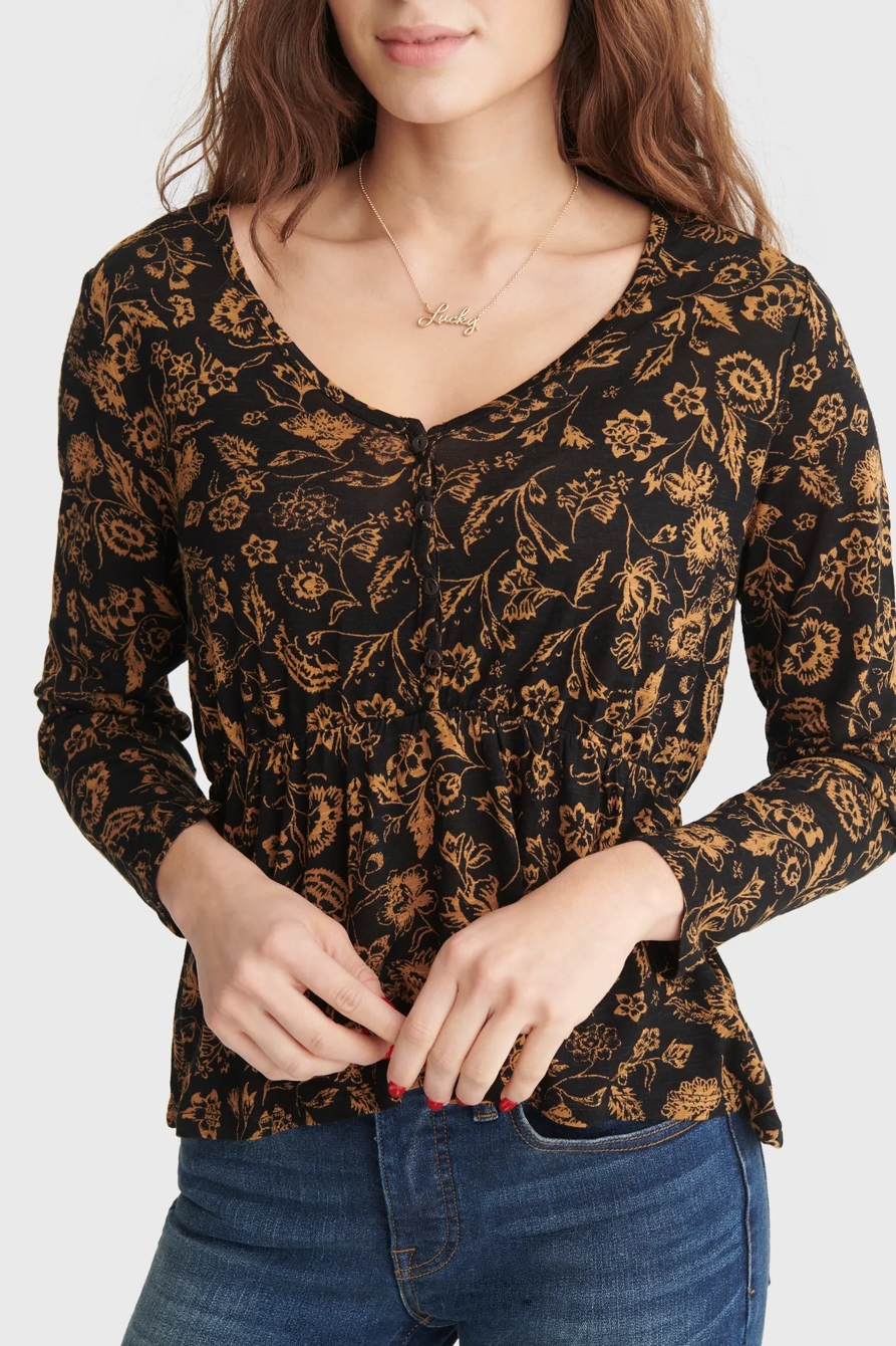 RELAXED-FIT PEPLUM V-NECK TOP, image 4
