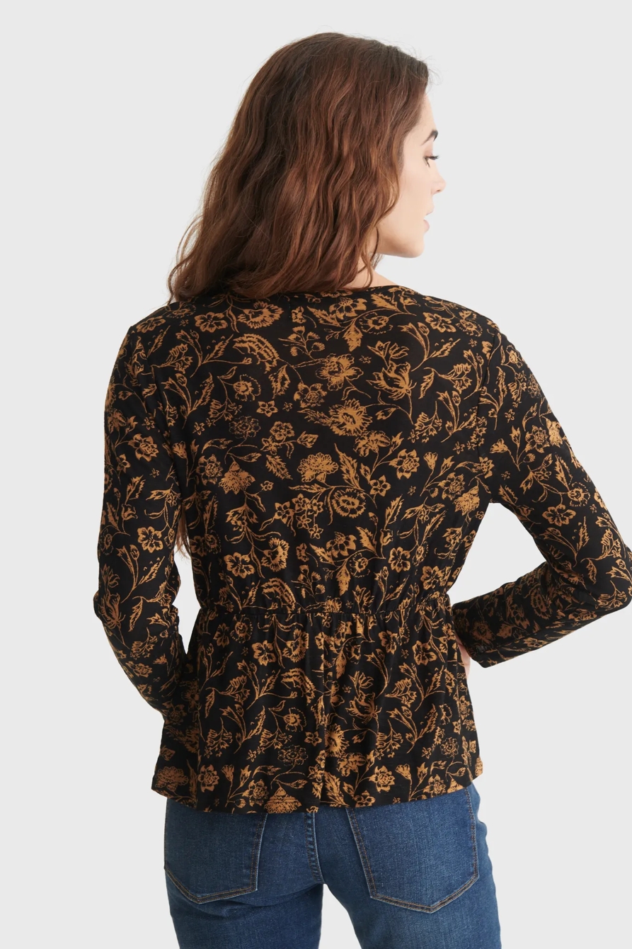 RELAXED-FIT PEPLUM V-NECK TOP, image 5