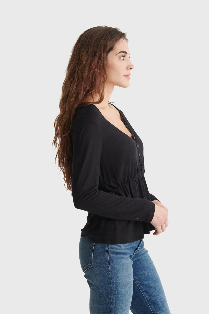 RELAXED-FIT PEPLUM V-NECK TOP, image 3