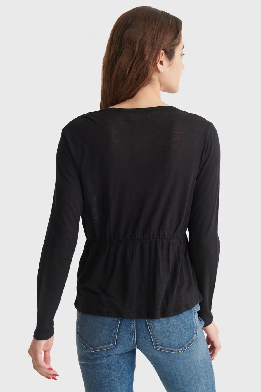 RELAXED-FIT PEPLUM V-NECK TOP, image 5