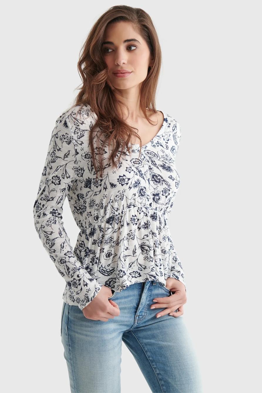 RELAXED-FIT PEPLUM V-NECK TOP, image 3