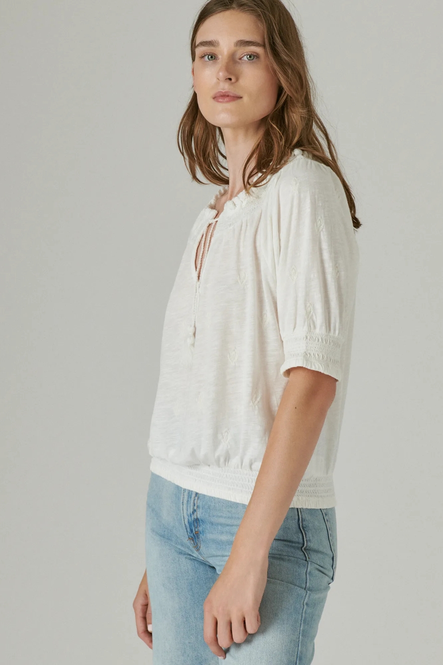 SHORT SLEEVE TIE FRONT PEASANT, image 2