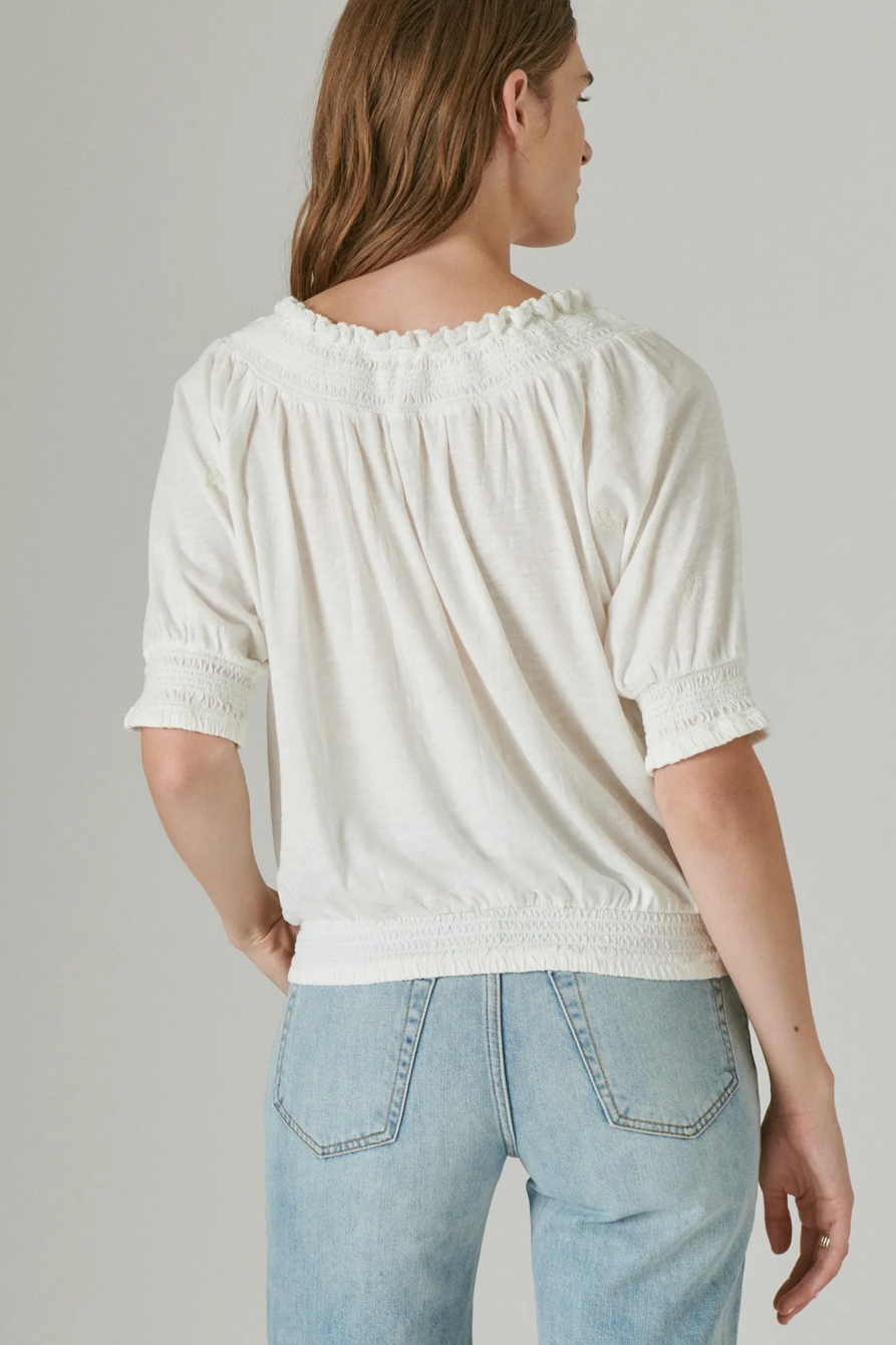 SHORT SLEEVE TIE FRONT PEASANT, image 3