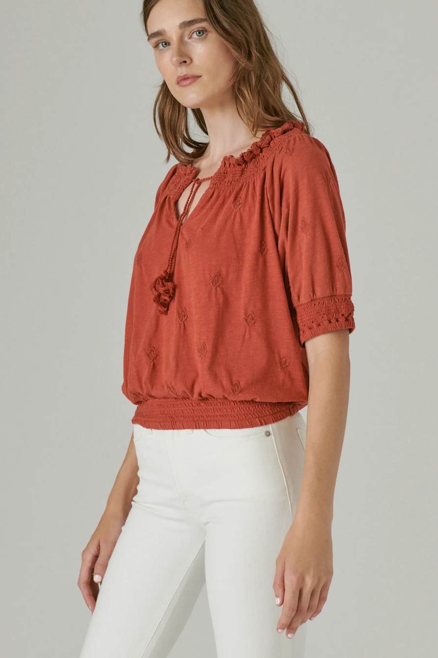 SHORT SLEEVE TIE FRONT PEASANT, image 2