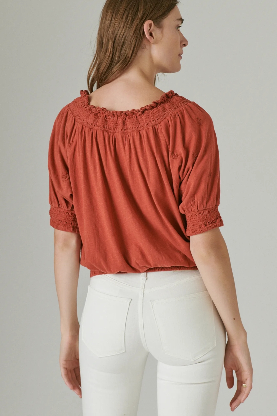 SHORT SLEEVE TIE FRONT PEASANT, image 3