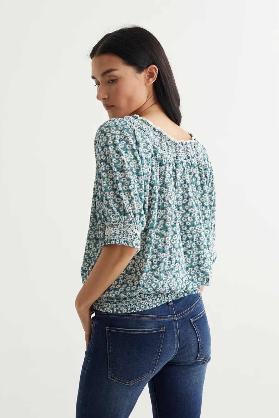 SHORT SLEEVE TIE FRONT PEASANT, image 4