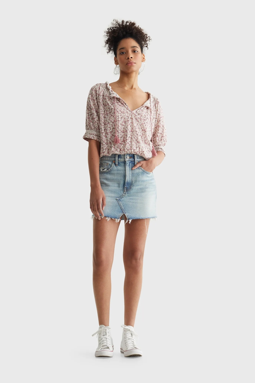 SHORT SLEEVE TIE FRONT PEASANT, image 2