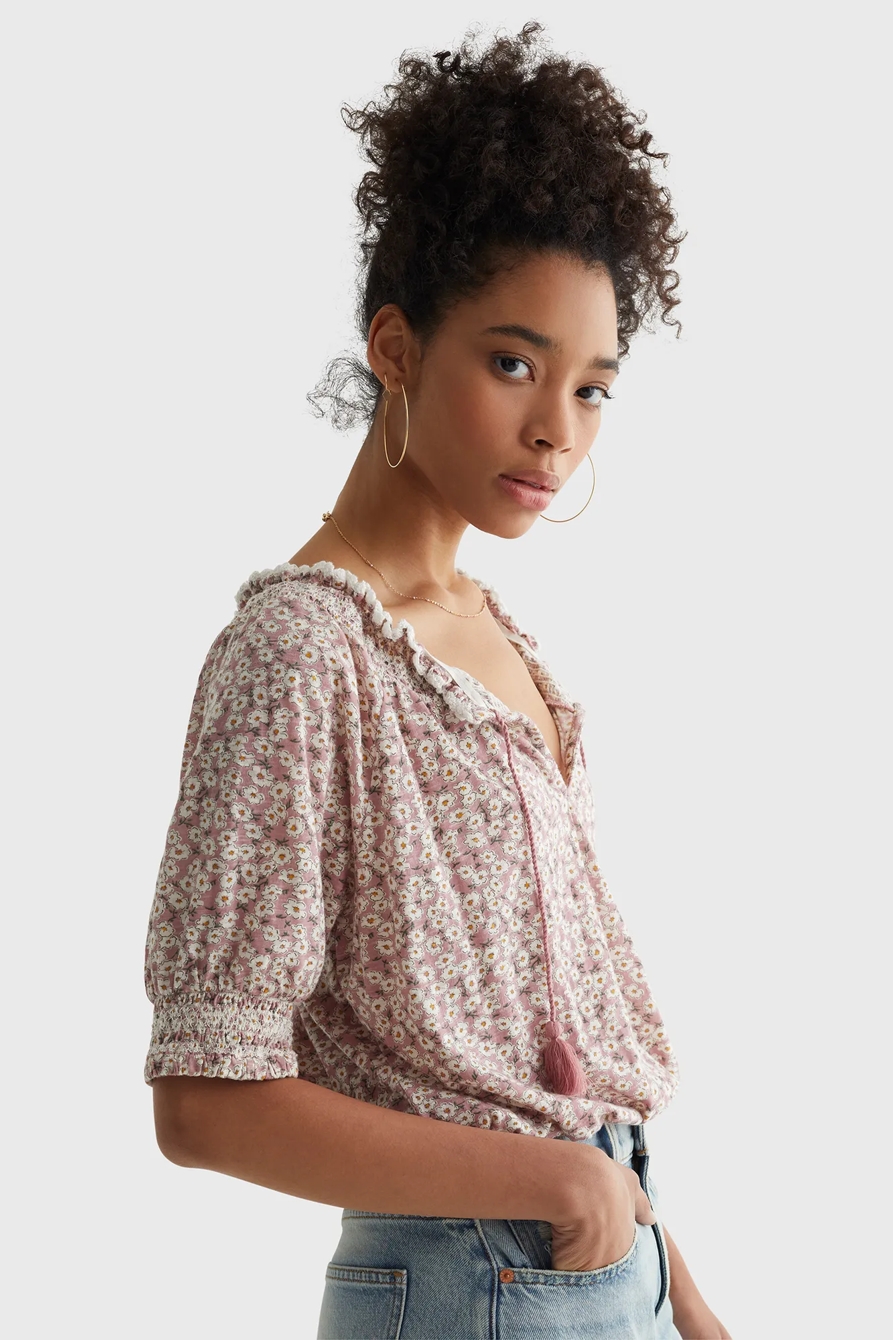 SHORT SLEEVE TIE FRONT PEASANT, image 3