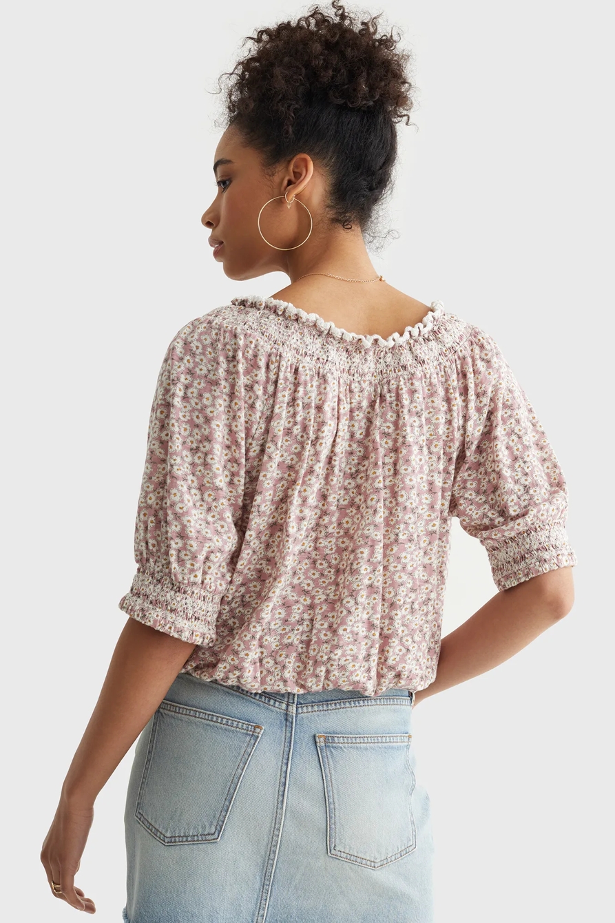 SHORT SLEEVE TIE FRONT PEASANT, image 4