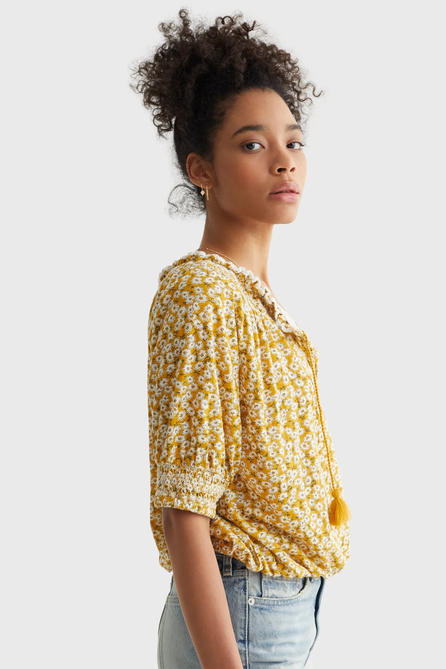 SHORT SLEEVE TIE FRONT PEASANT, image 3