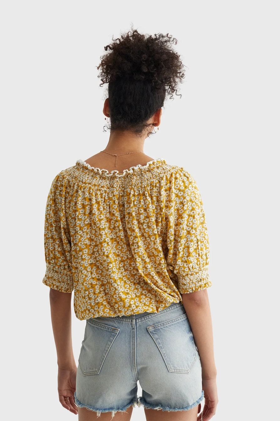 SHORT SLEEVE TIE FRONT PEASANT, image 4