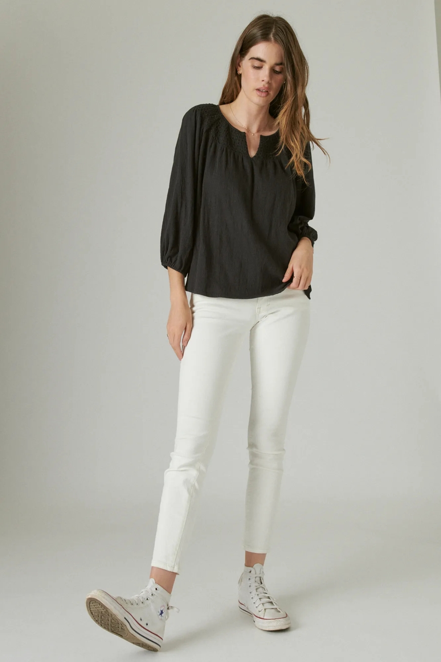 SMOCKED YOKE LONG SLEEVE TOP, image 2