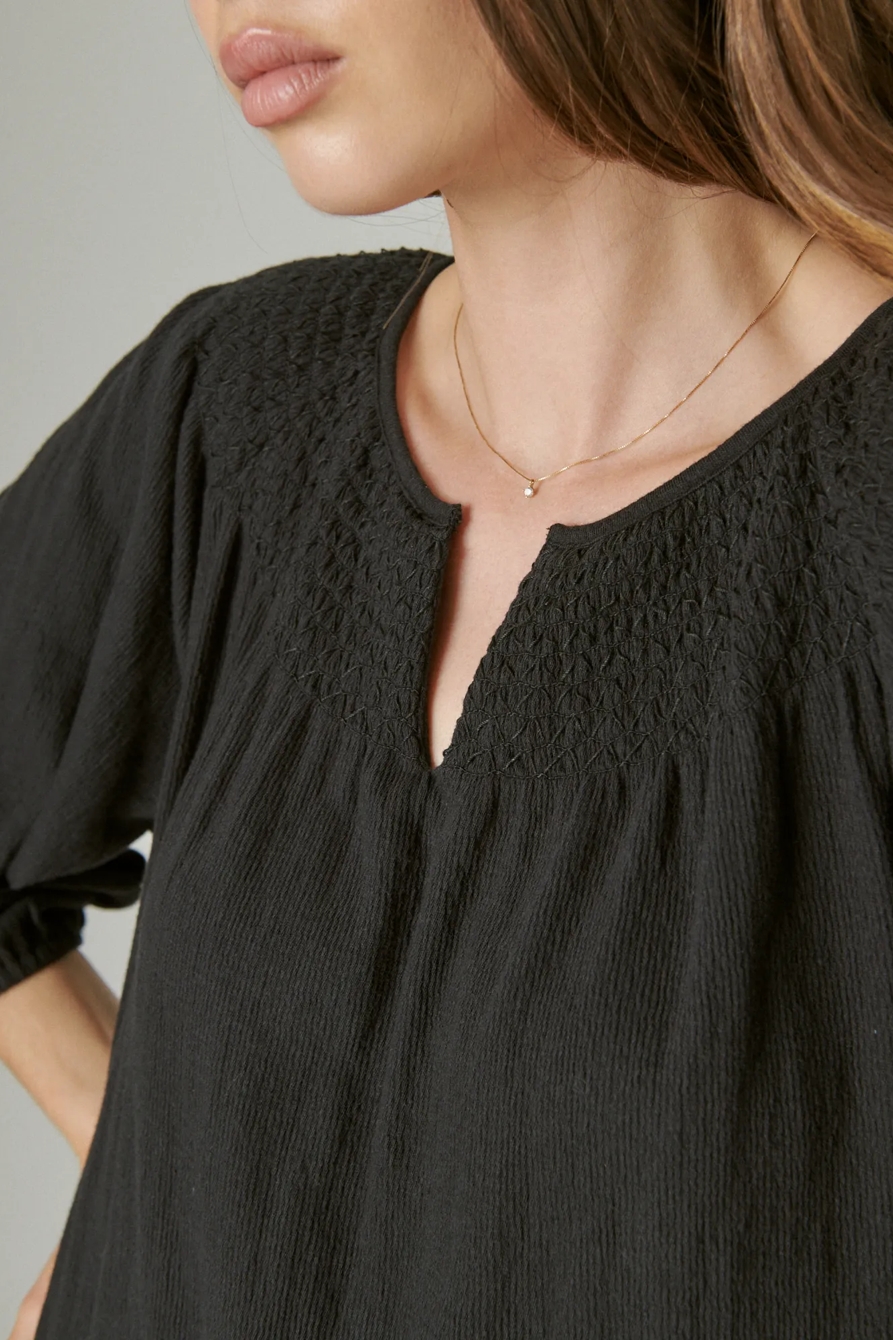 SMOCKED YOKE LONG SLEEVE TOP, image 5