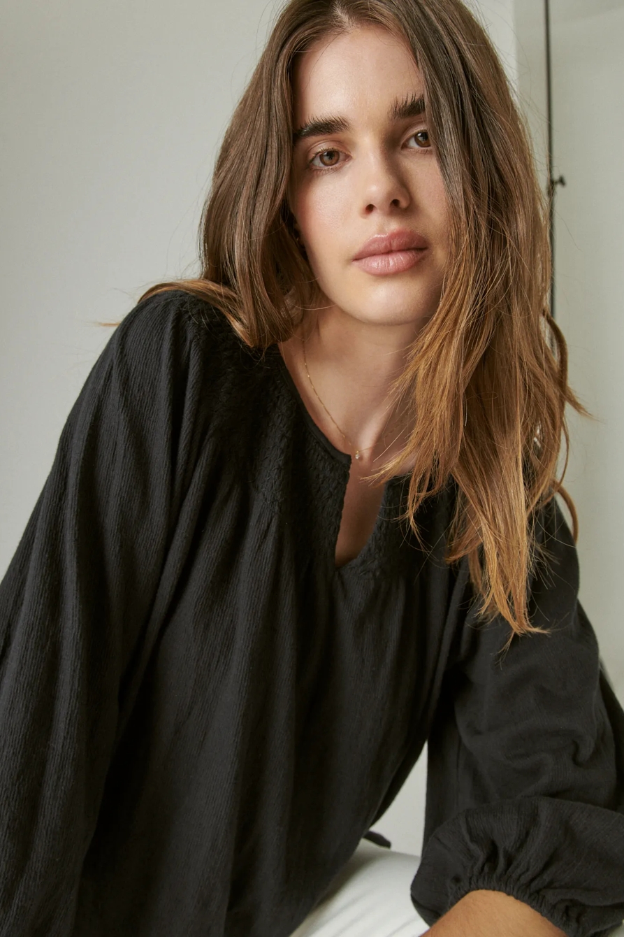 SMOCKED YOKE LONG SLEEVE TOP, image 6