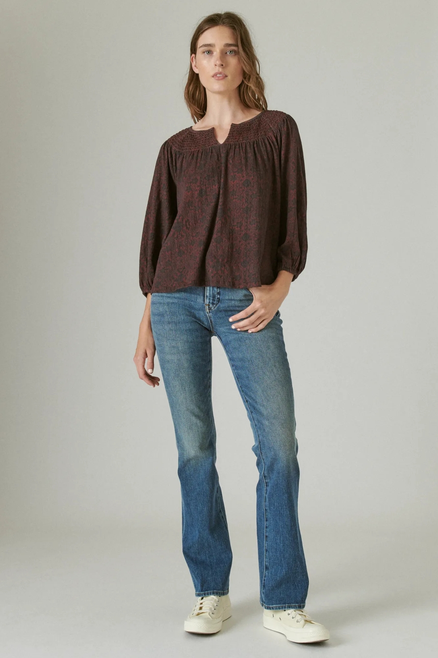 SMOCKED YOKE LONG SLEEVE TOP, image 2