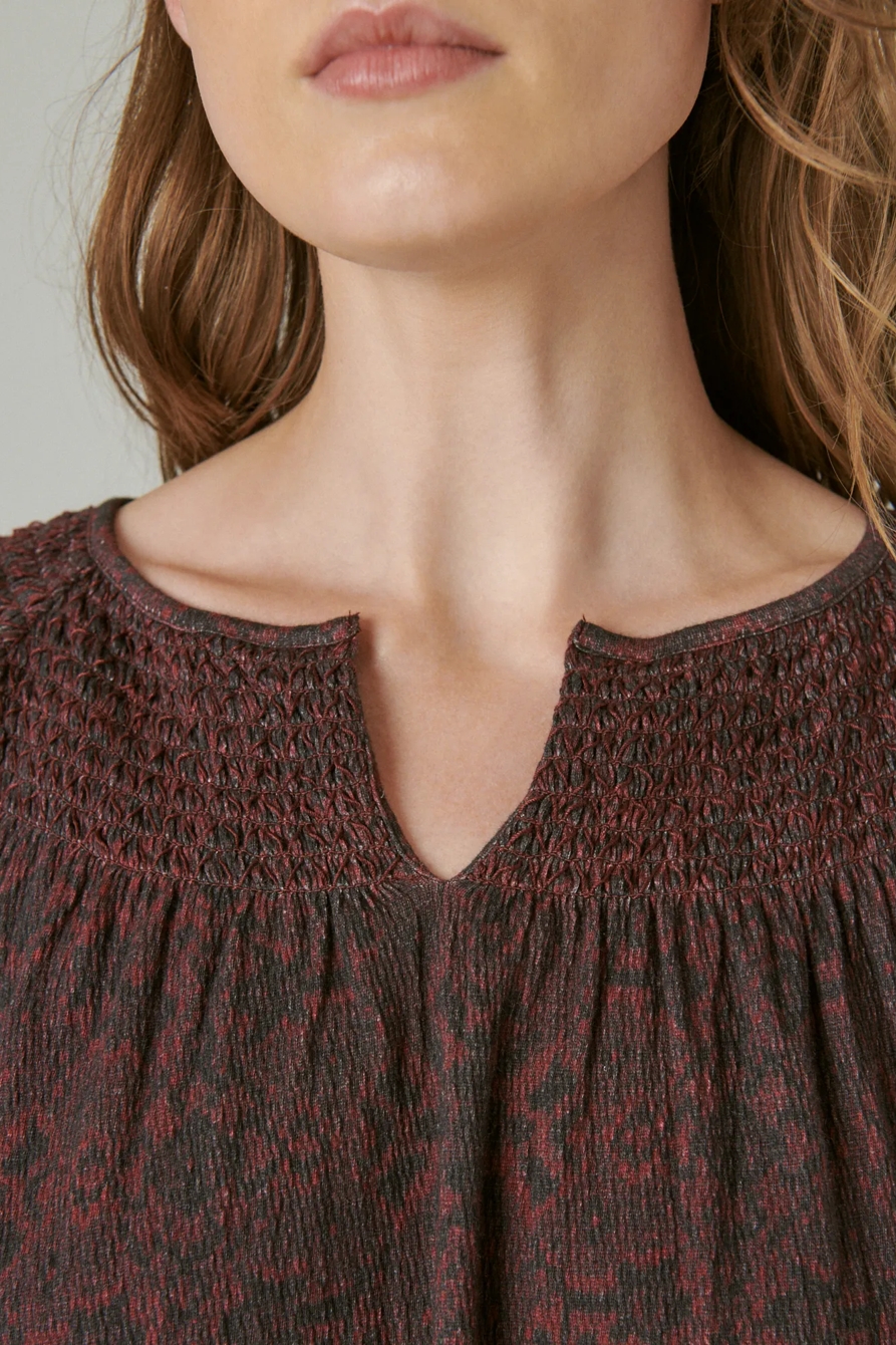 SMOCKED YOKE LONG SLEEVE TOP, image 4