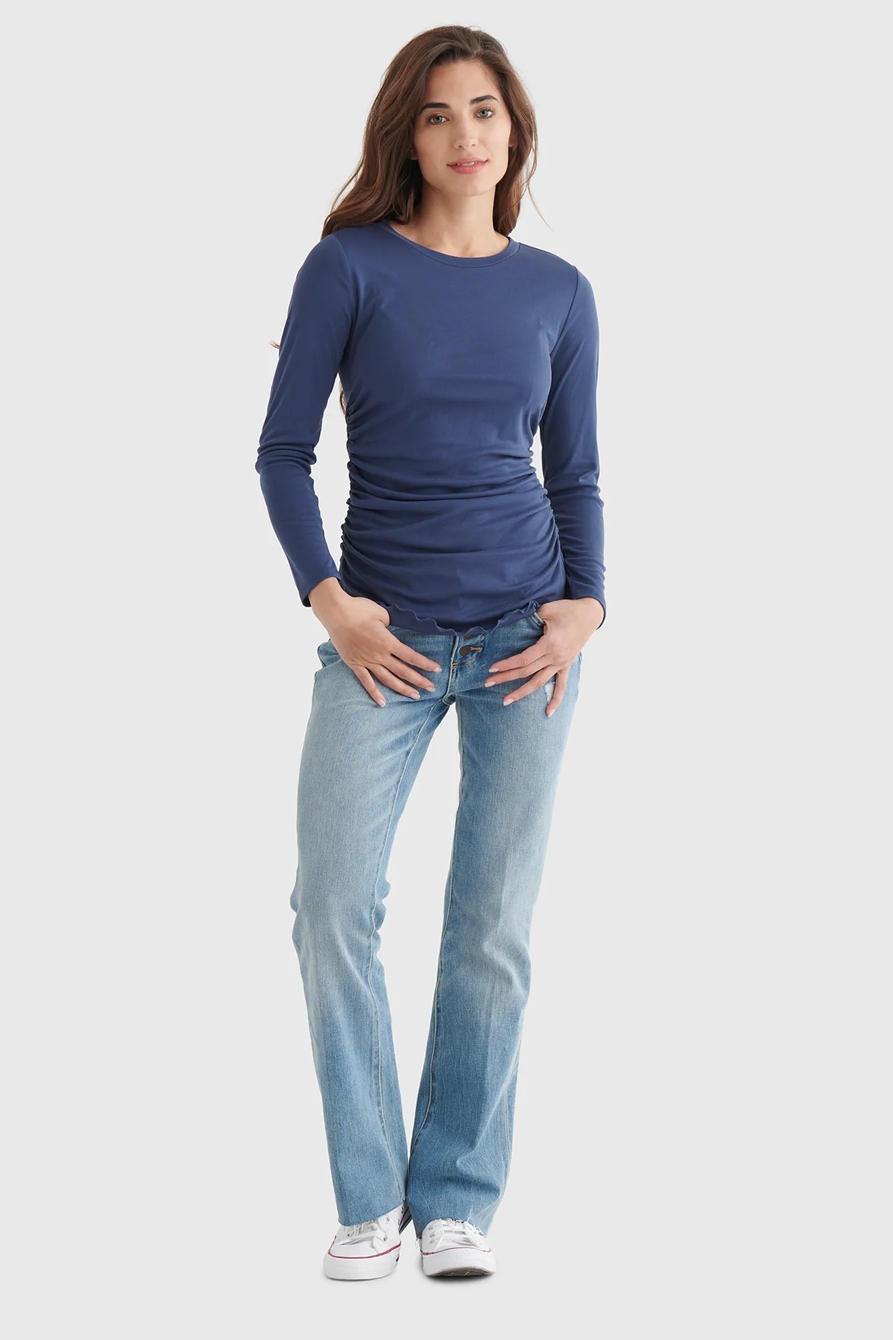 SANDWASH RIB LONG SLEEVE RUCHED TEE, image 2