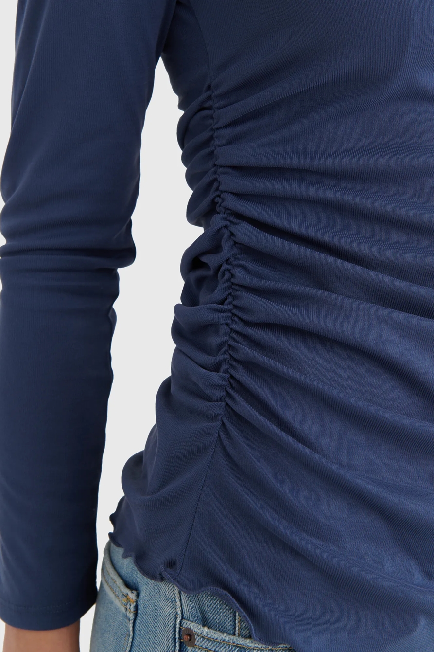 SANDWASH RIB LONG SLEEVE RUCHED TEE, image 4