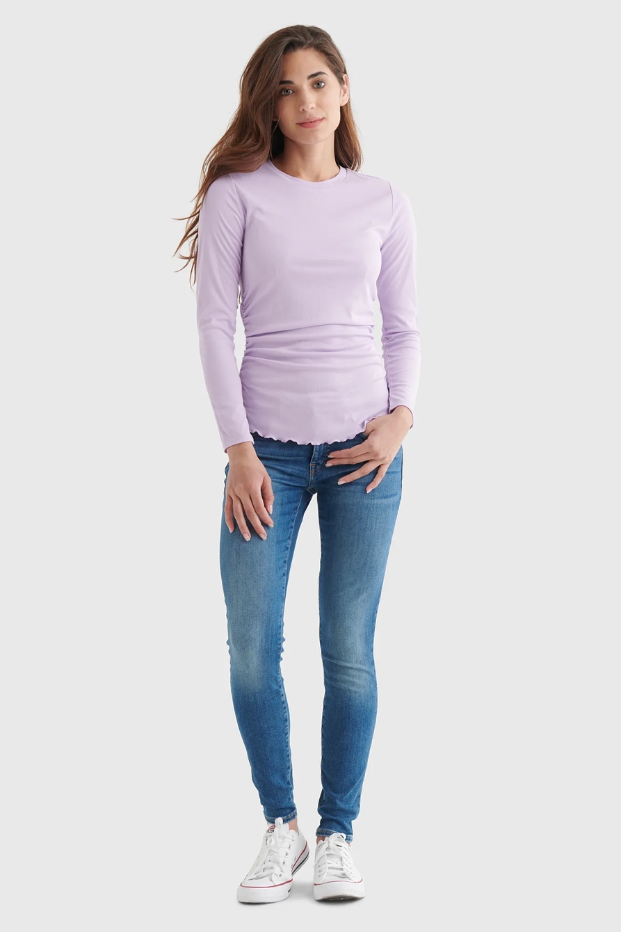 SANDWASH RIB LONG SLEEVE RUCHED TEE, image 2