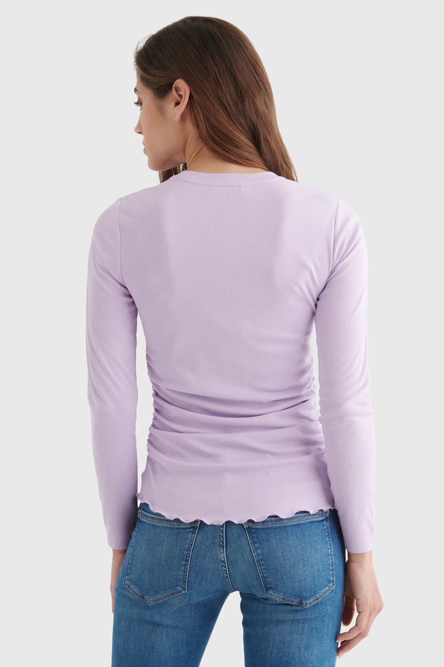 SANDWASH RIB LONG SLEEVE RUCHED TEE, image 5