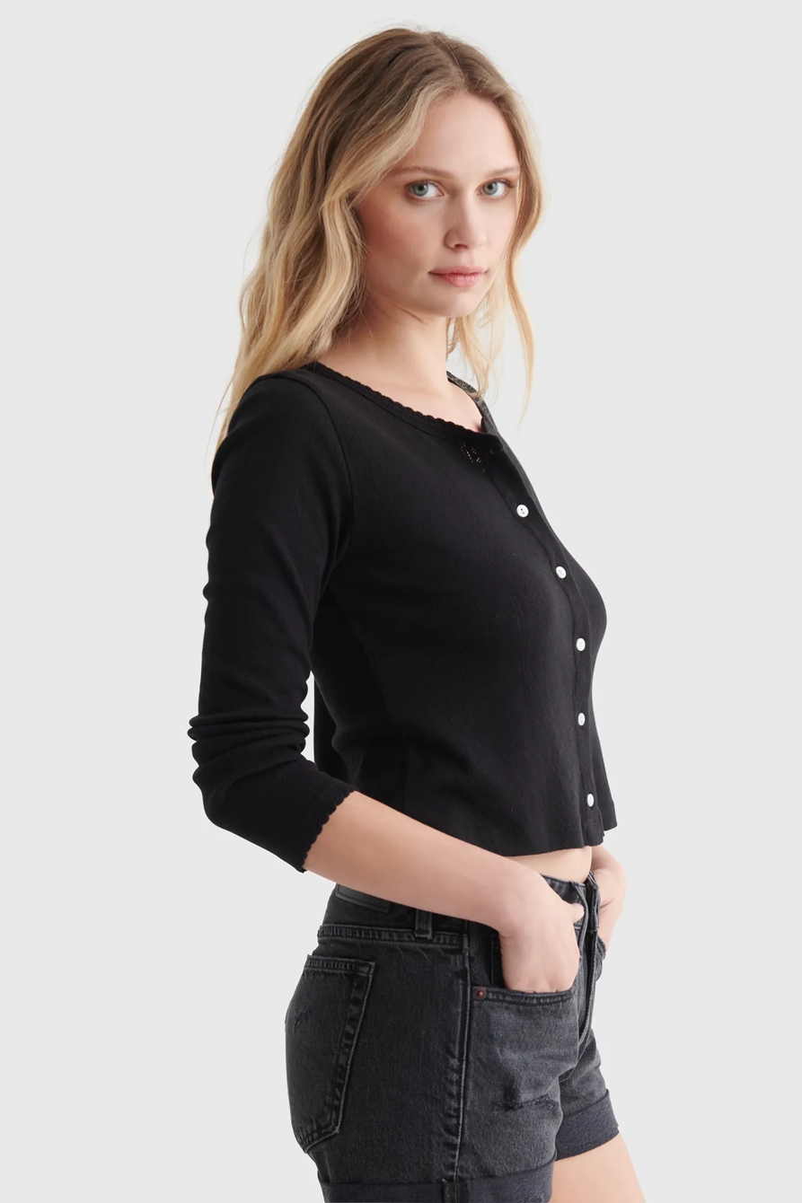 POINTELLE-KNIT CARDIGAN, image 3