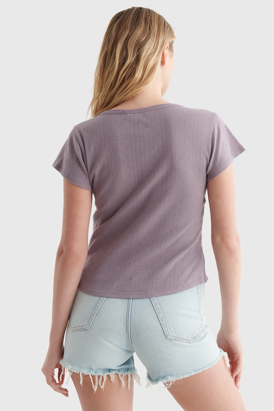 POINTELLE-KNIT SHORT SLEEVE HENLEY, image 5
