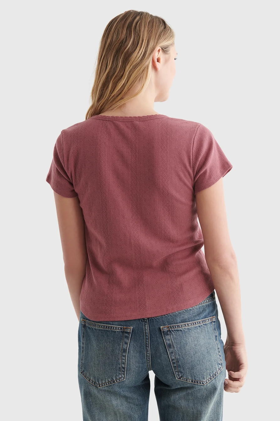 POINTELLE-KNIT SHORT SLEEVE HENLEY, image 5