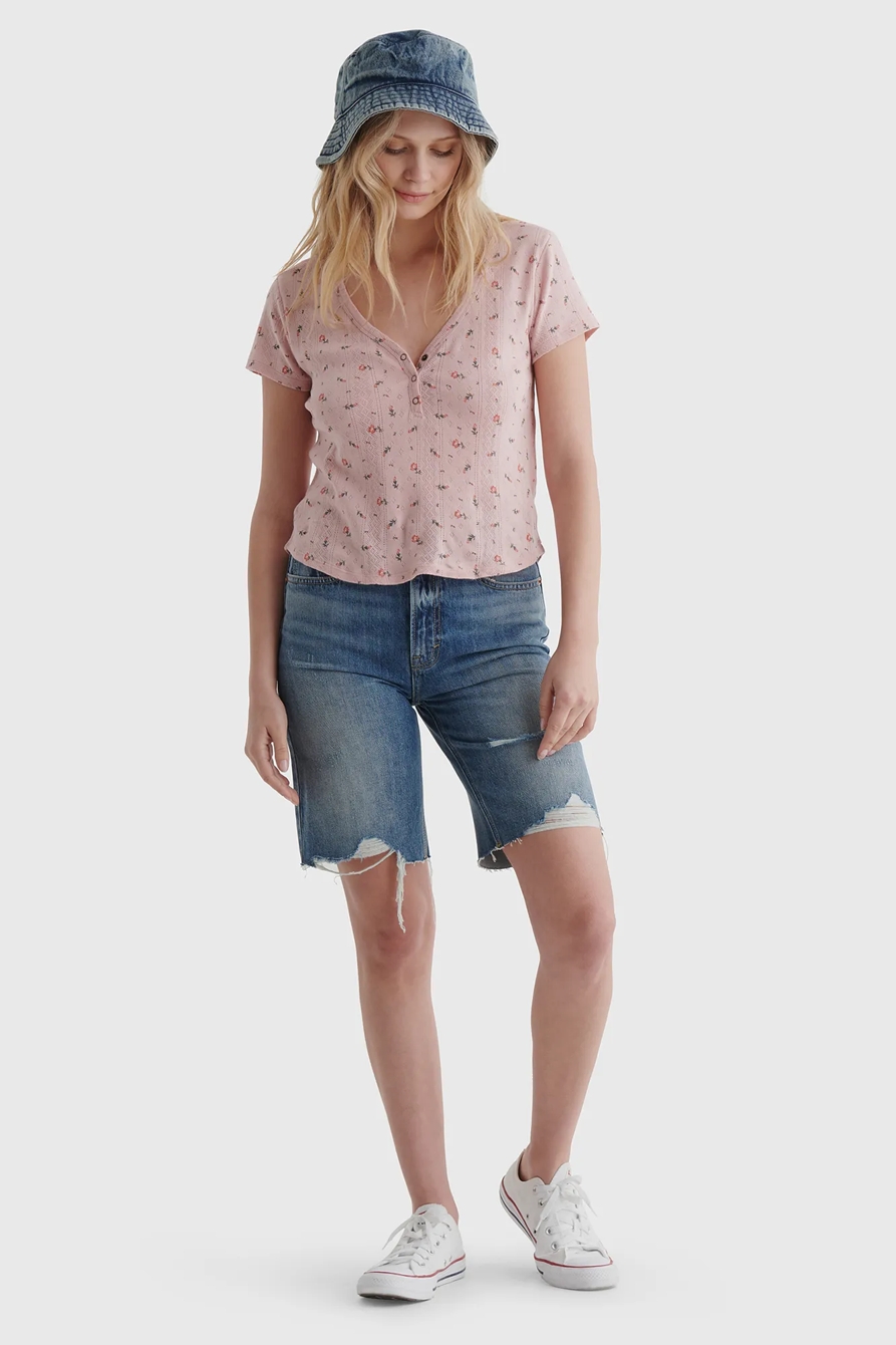 POINTELLE-KNIT SHORT SLEEVE HENLEY, image 2