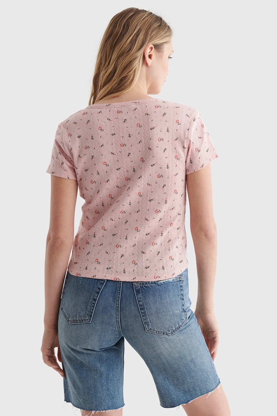 POINTELLE-KNIT SHORT SLEEVE HENLEY, image 4