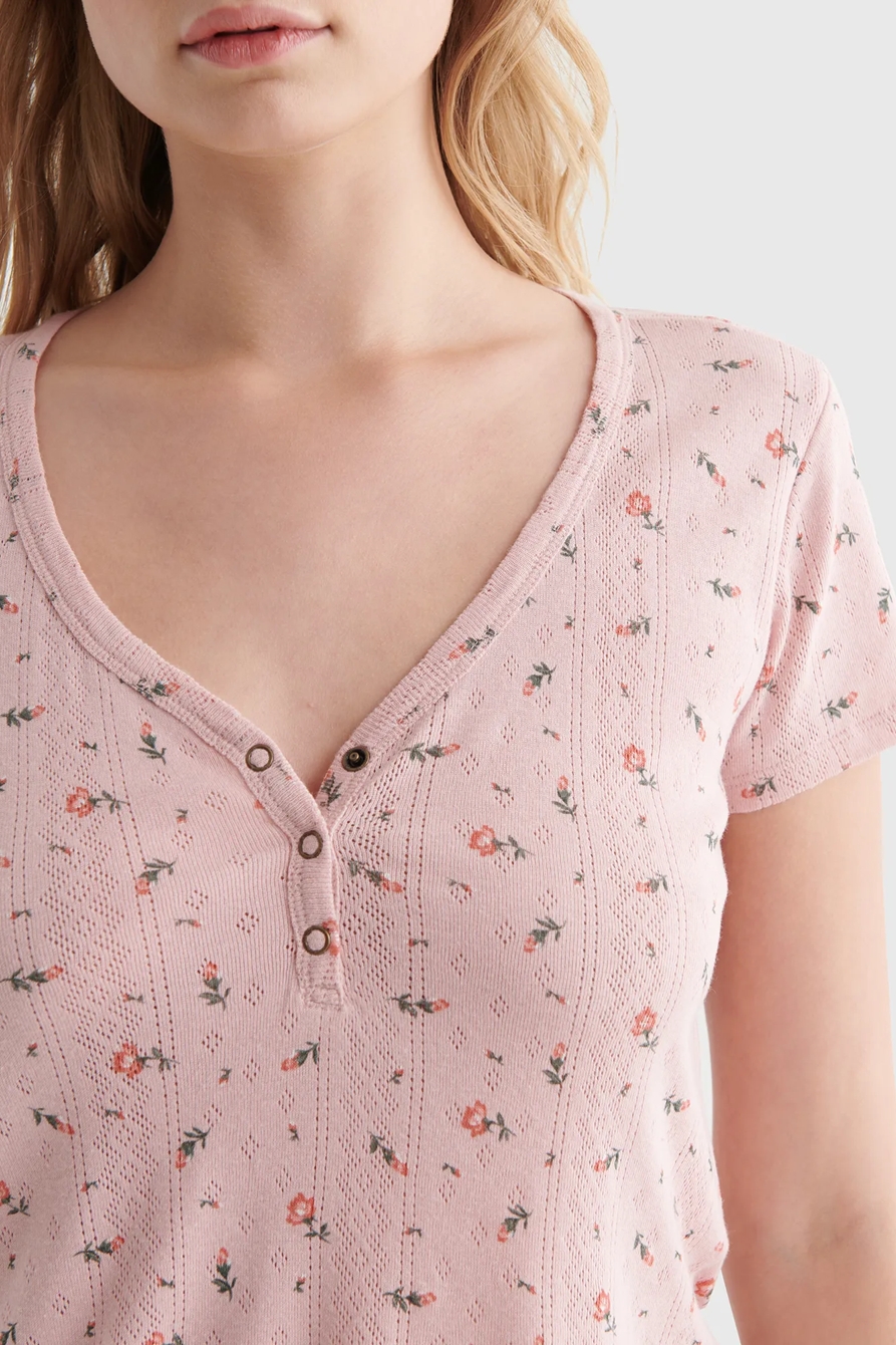POINTELLE-KNIT SHORT SLEEVE HENLEY, image 5