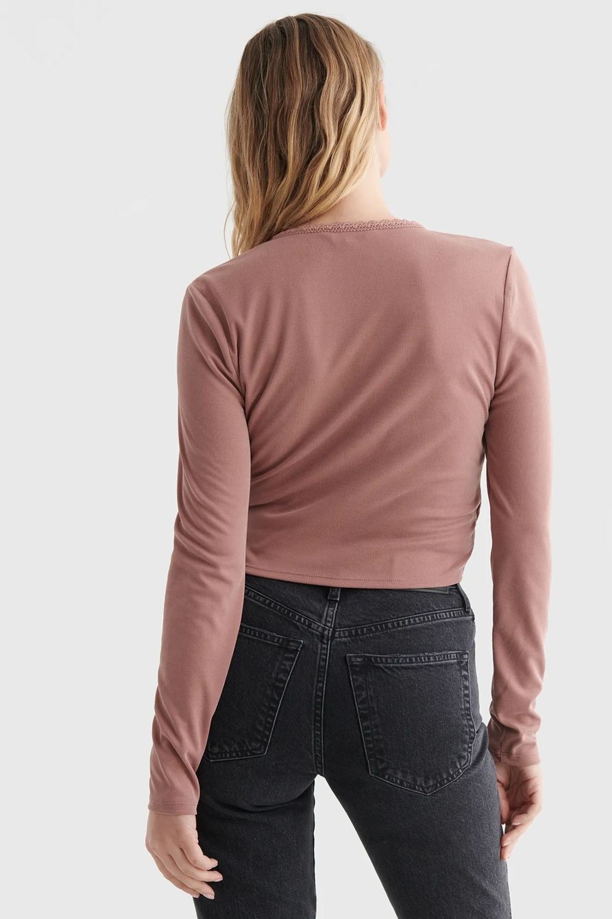 SANDWASH RIB LACE TRIM WRAP TOP, image 5
