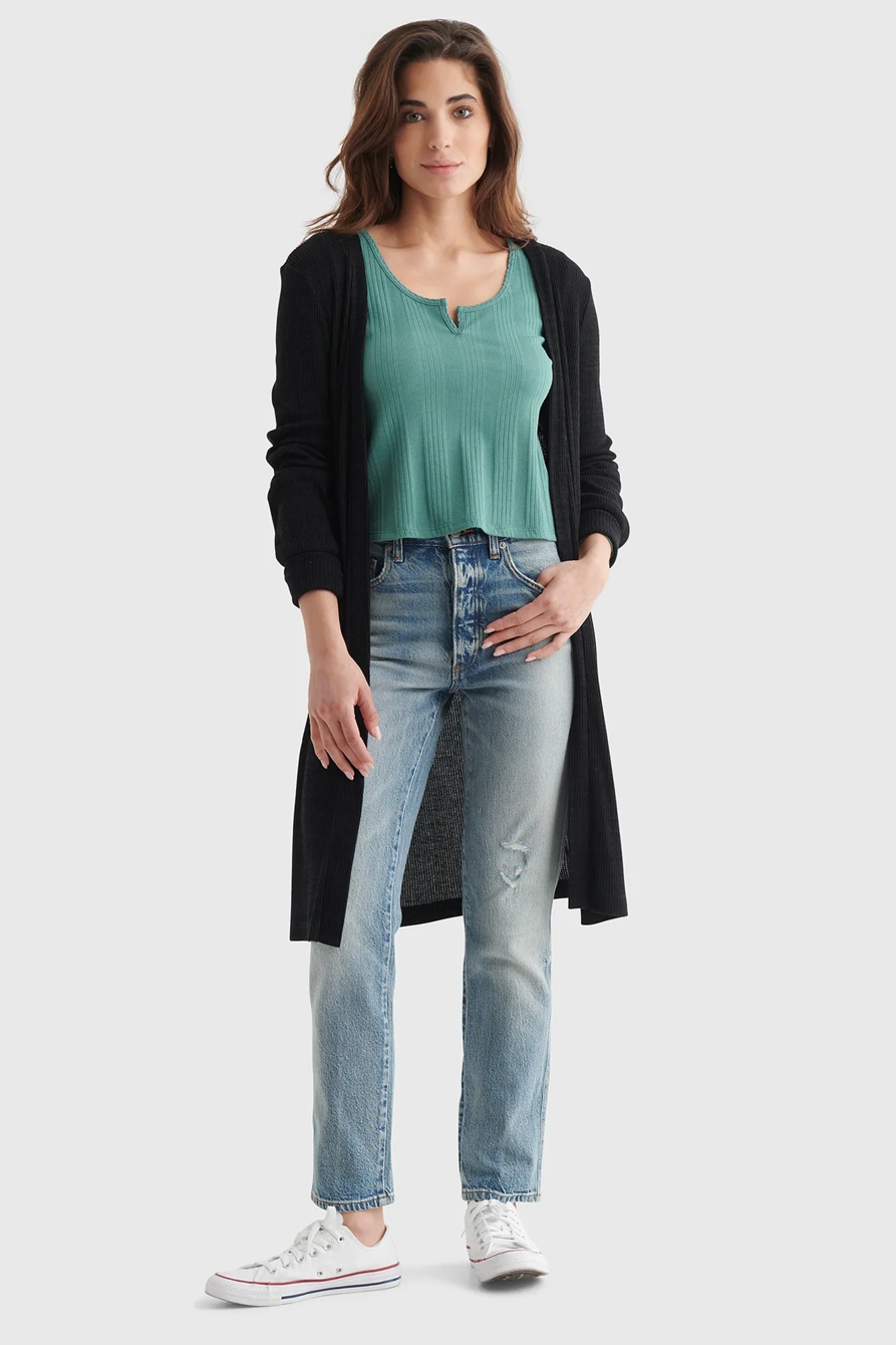 LONG SLEEVE SLIM NOTCH NECK TEE, image 2