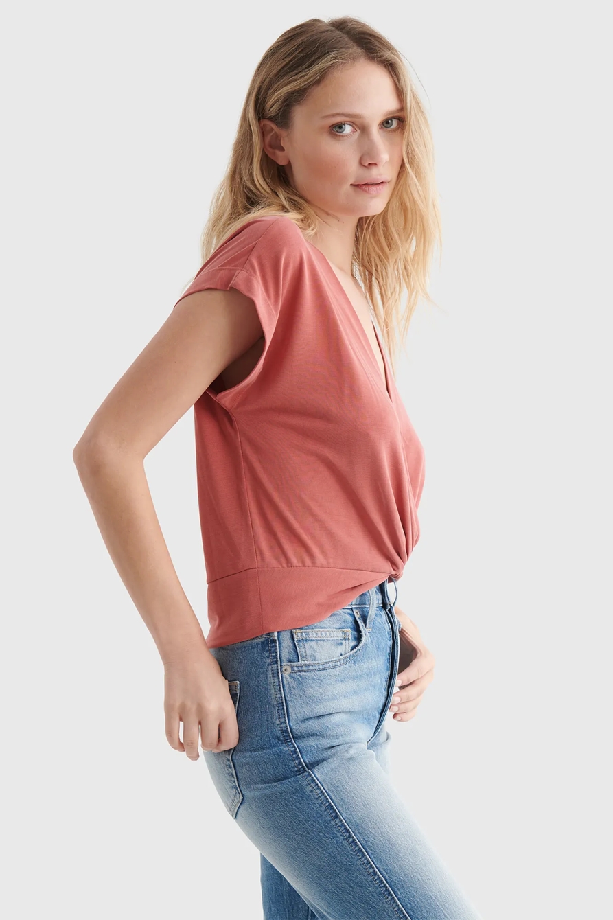 SANDWASH TWIST-FRONT V-NECK TOP, image 3