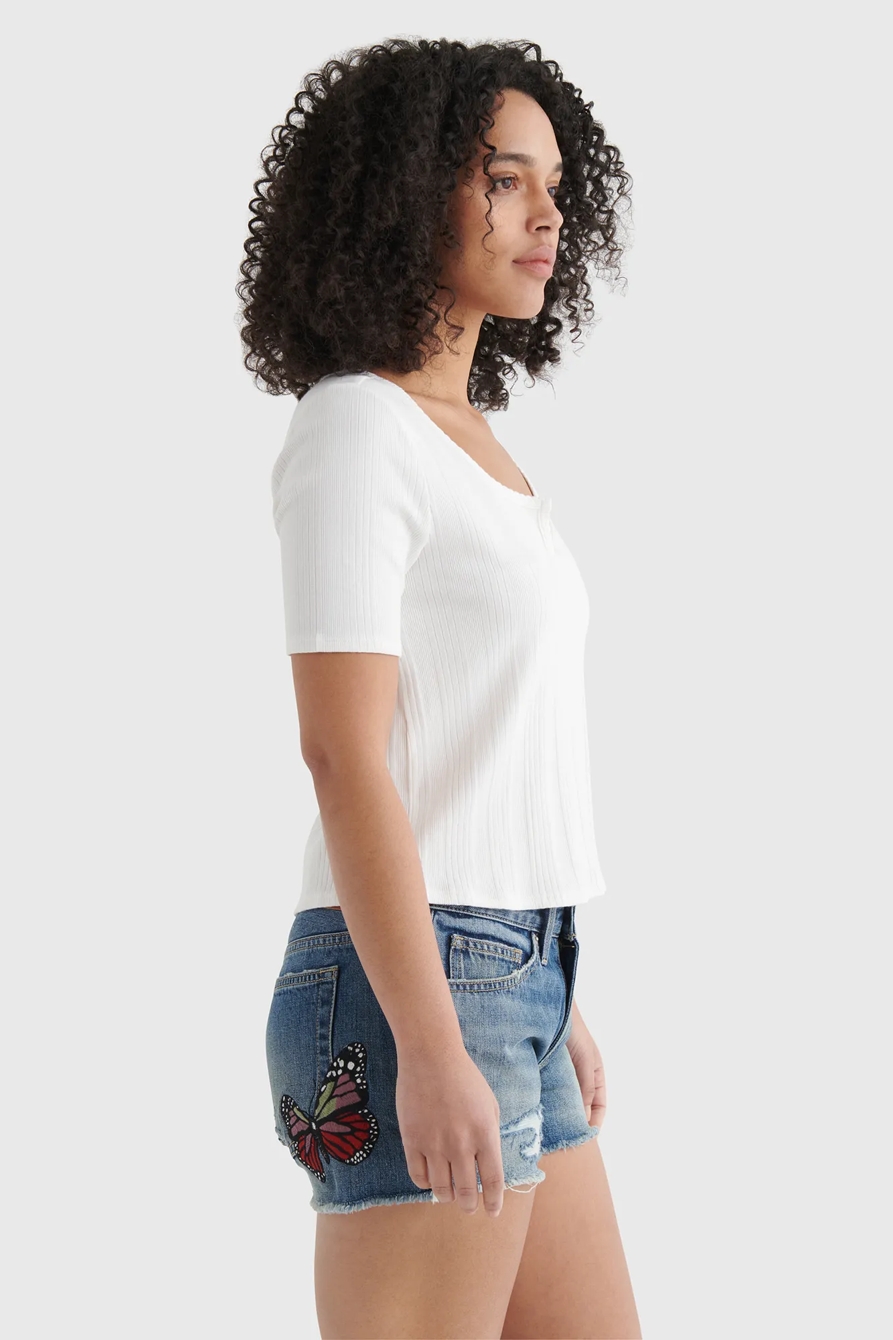 SHORT SLEEVE SLIM NOTCH NECK TEE, image 3