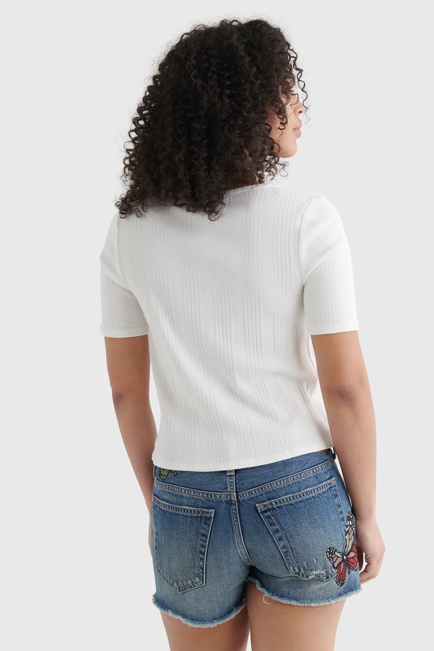 SHORT SLEEVE SLIM NOTCH NECK TEE, image 5