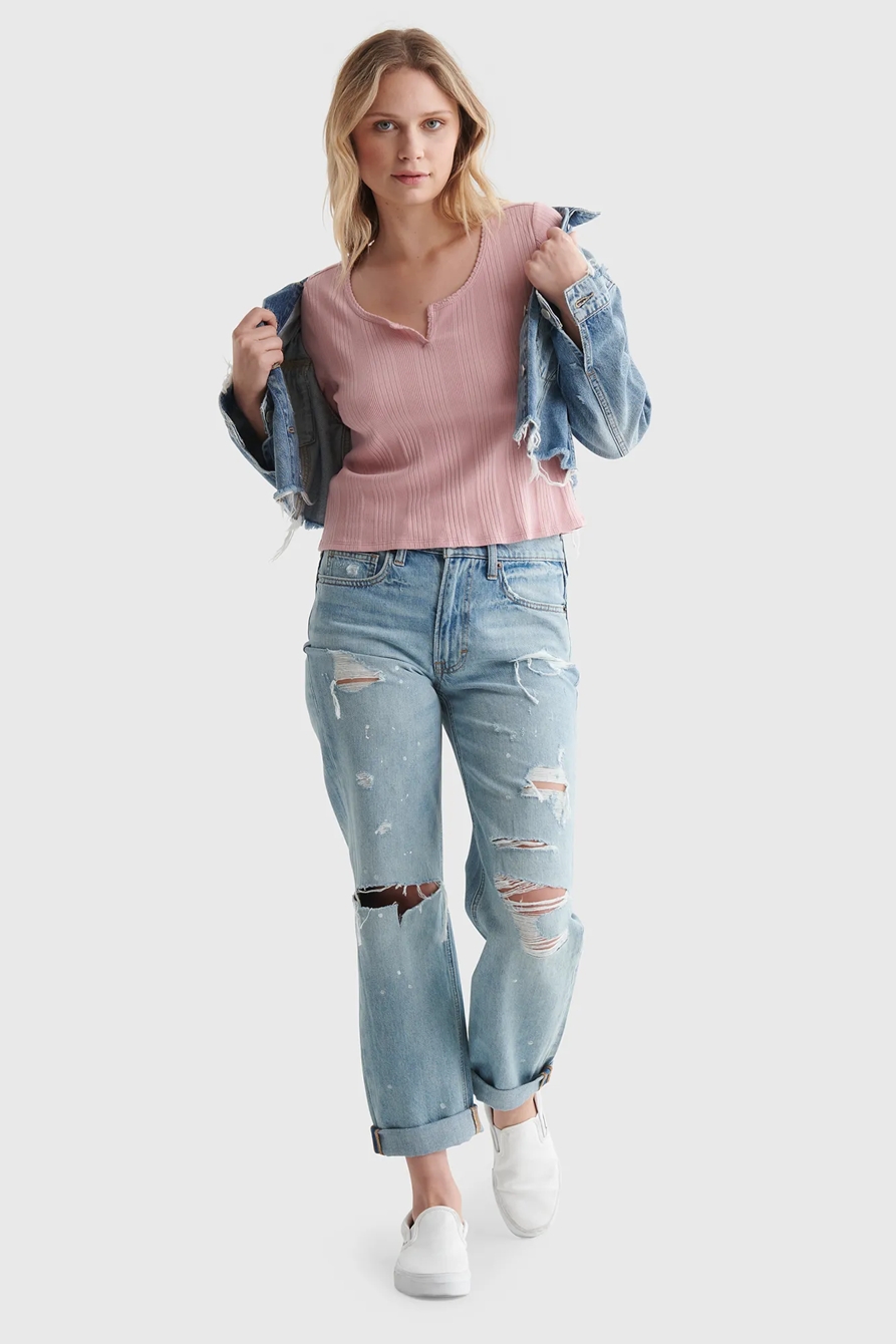 SHORT SLEEVE SLIM NOTCH NECK TEE, image 2