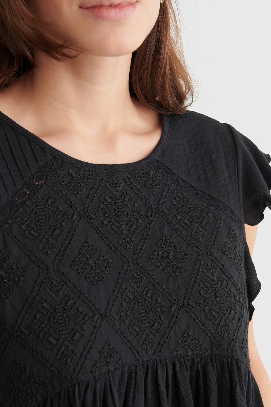 SHORT SLEEVE EMBROIDERED DOLMAN TOP, image 4