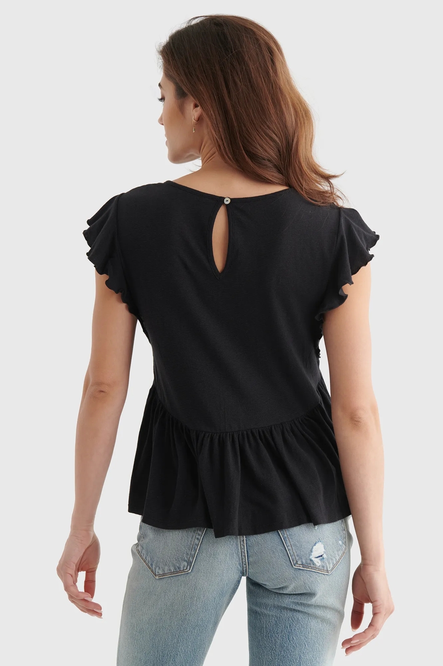 SHORT SLEEVE EMBROIDERED DOLMAN TOP, image 5