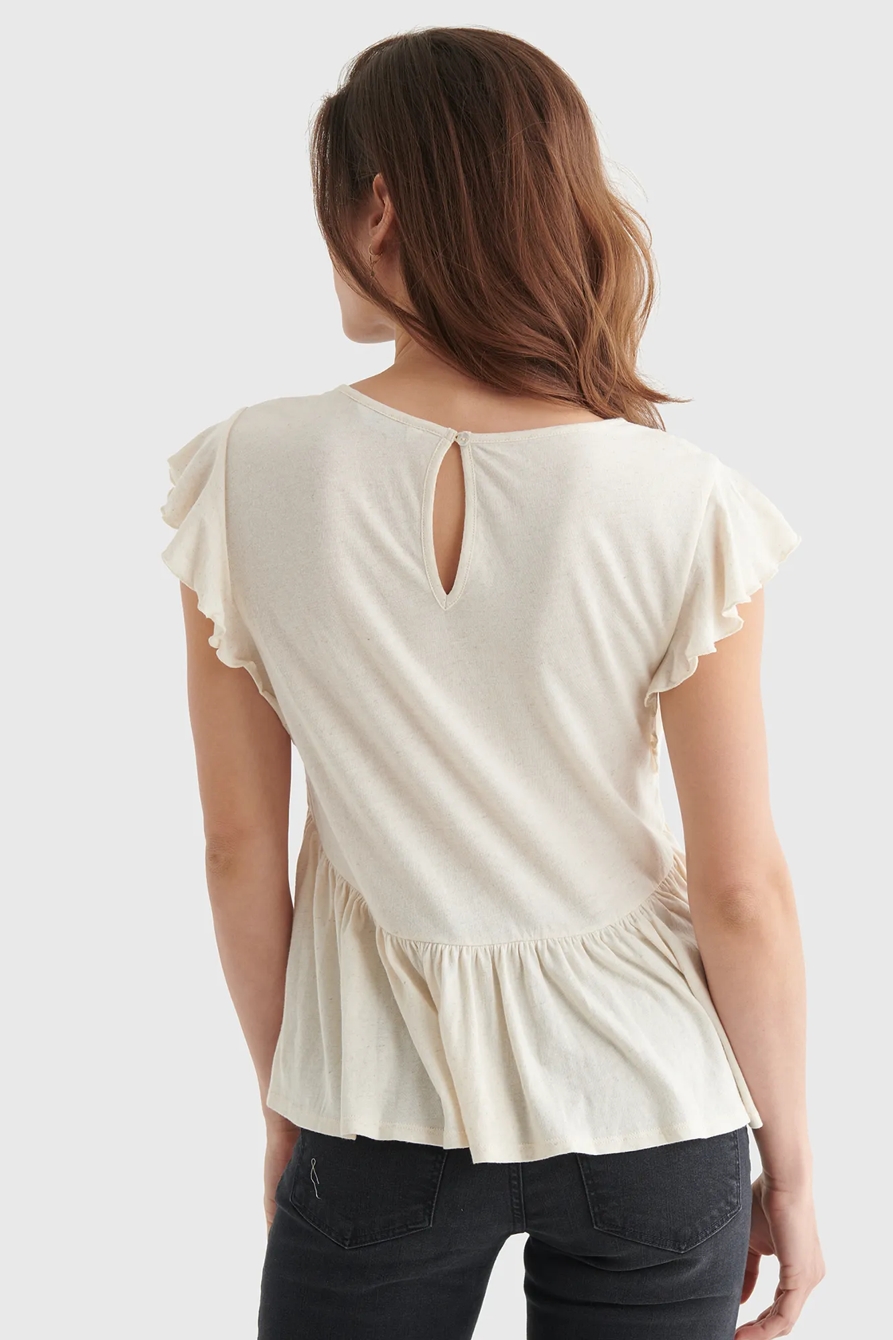 SHORT SLEEVE EMBROIDERED DOLMAN TOP, image 5