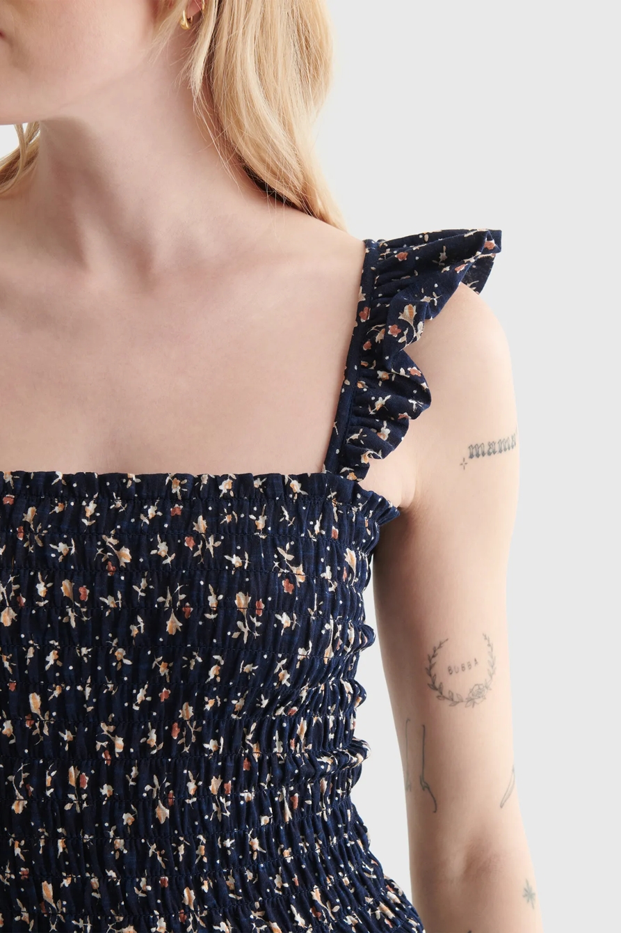 PRINTED SMOCKED FLUTTER-SLEEVE TANK, image 4