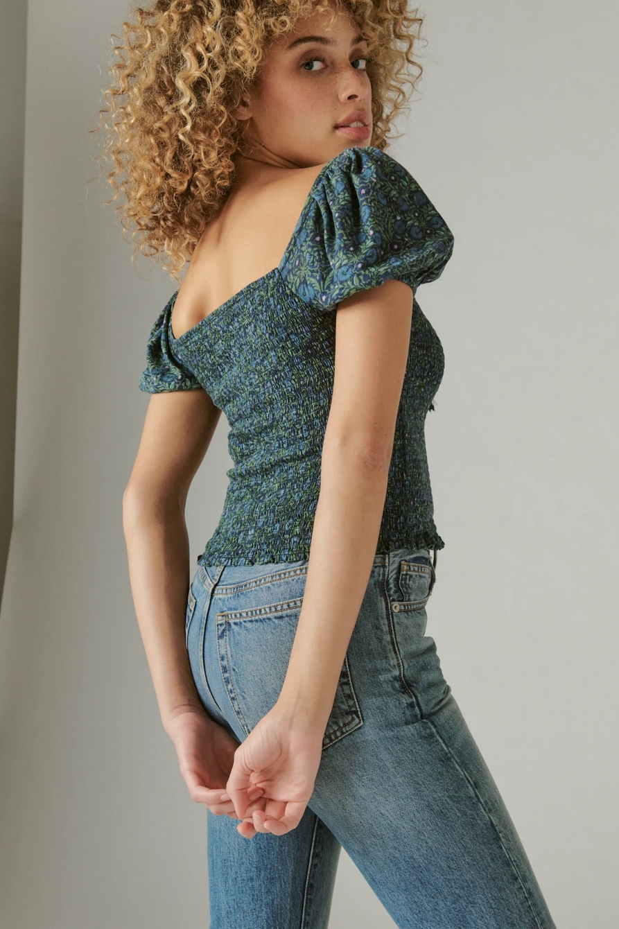 SHORT SLEEVE SMOCKED TOP, image 4