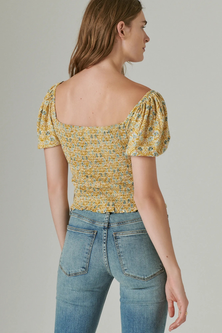 SHORT SLEEVE SMOCKED TOP, image 3