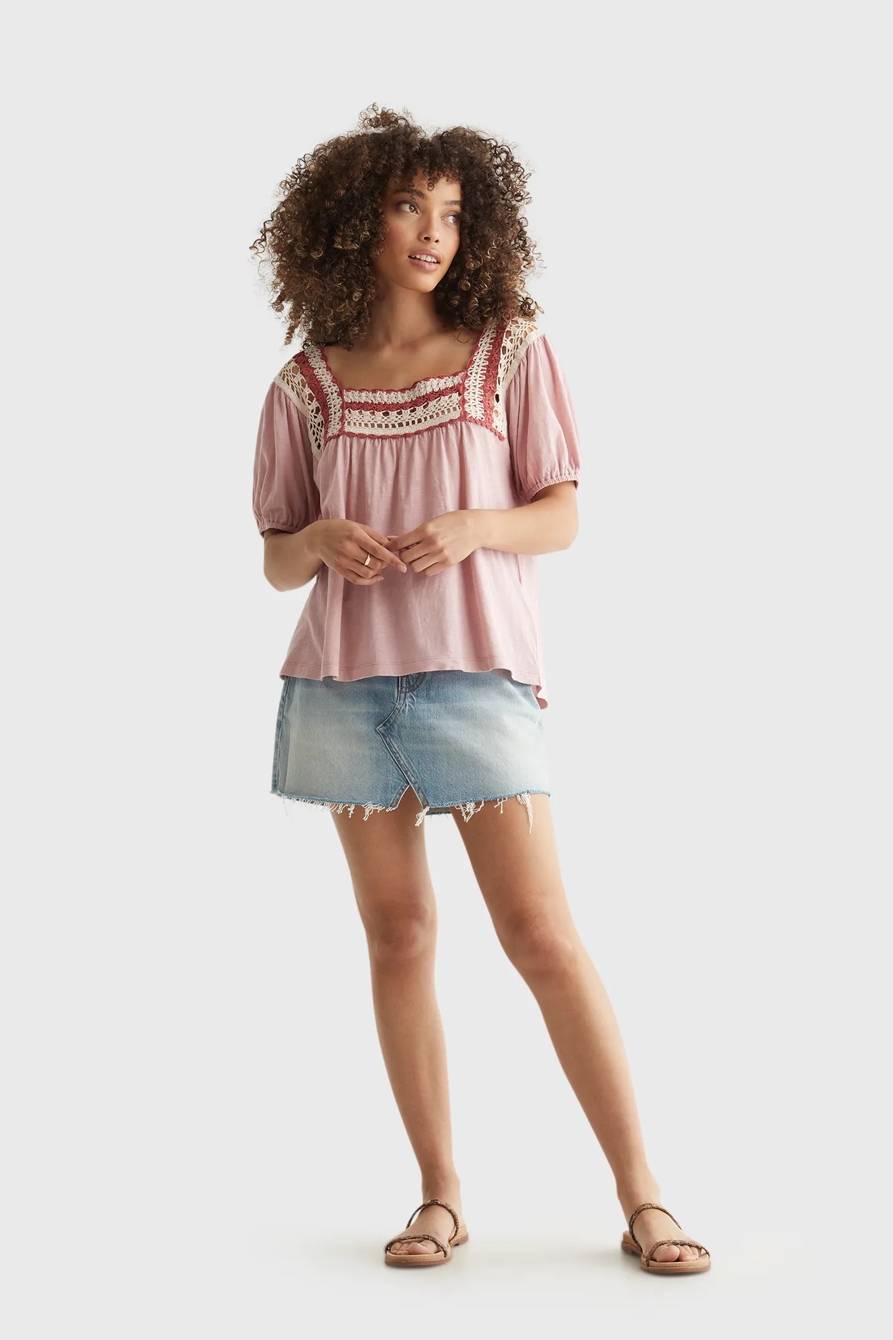 SQUARE NECK CROCHET TOP, image 2