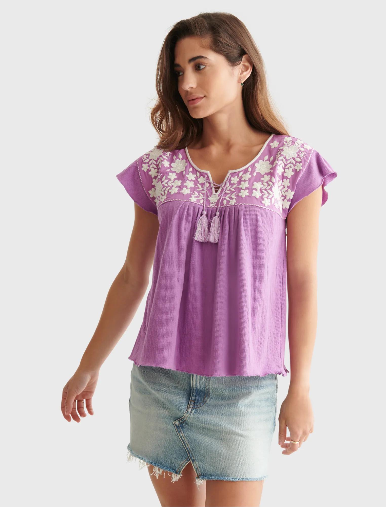 EMBROIDERED BOHO BLOUSE | Lucky Brand