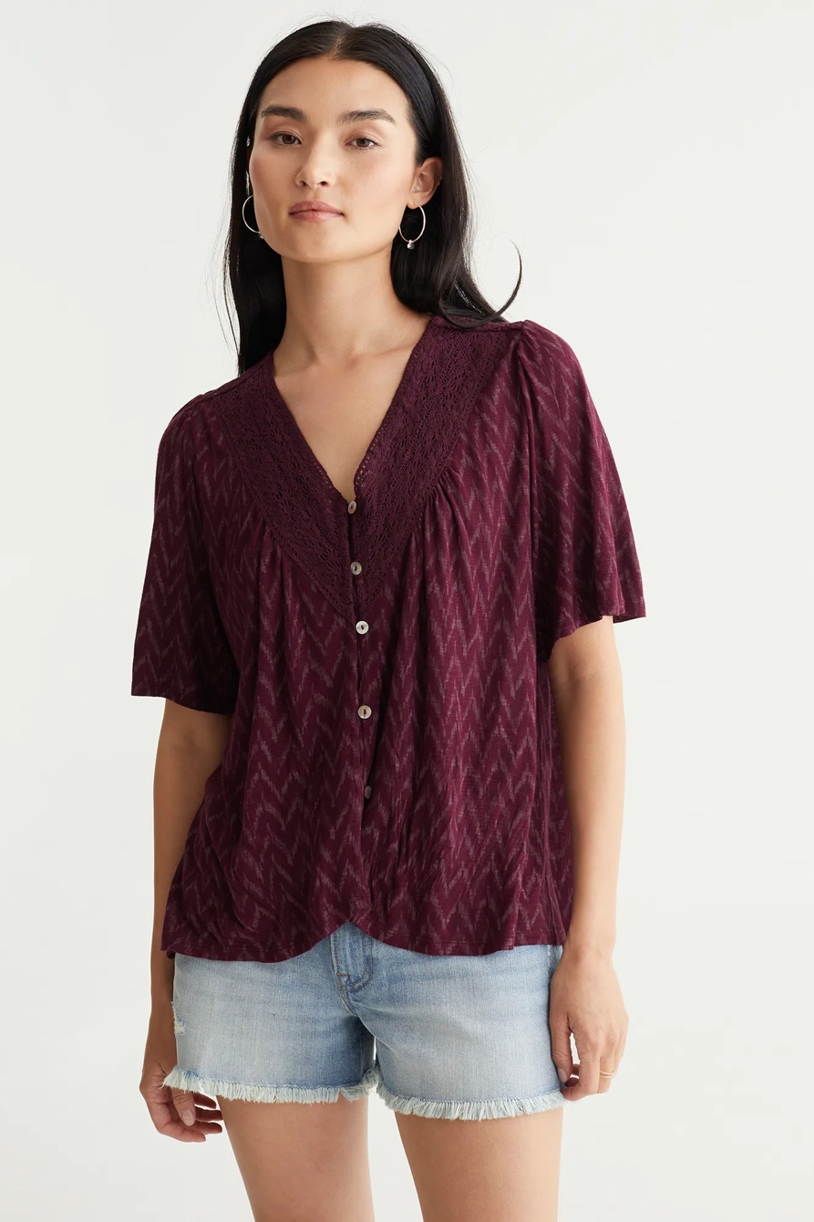 SHORT SLEEVE BOHO BLOUSE, image 1