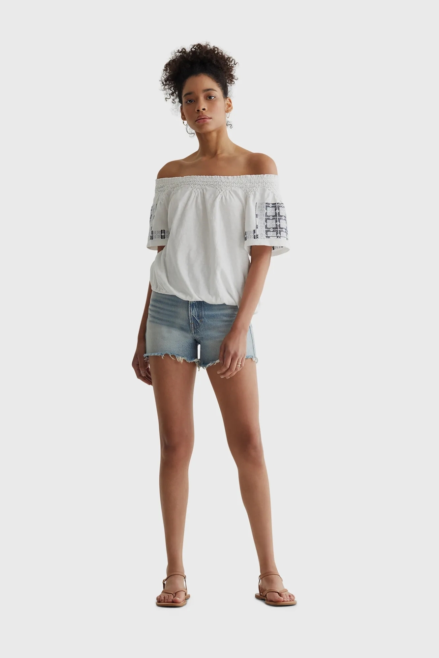 SHORT SLEEVE OFF THE SHOULDER EMBROIDERED TOP, image 2