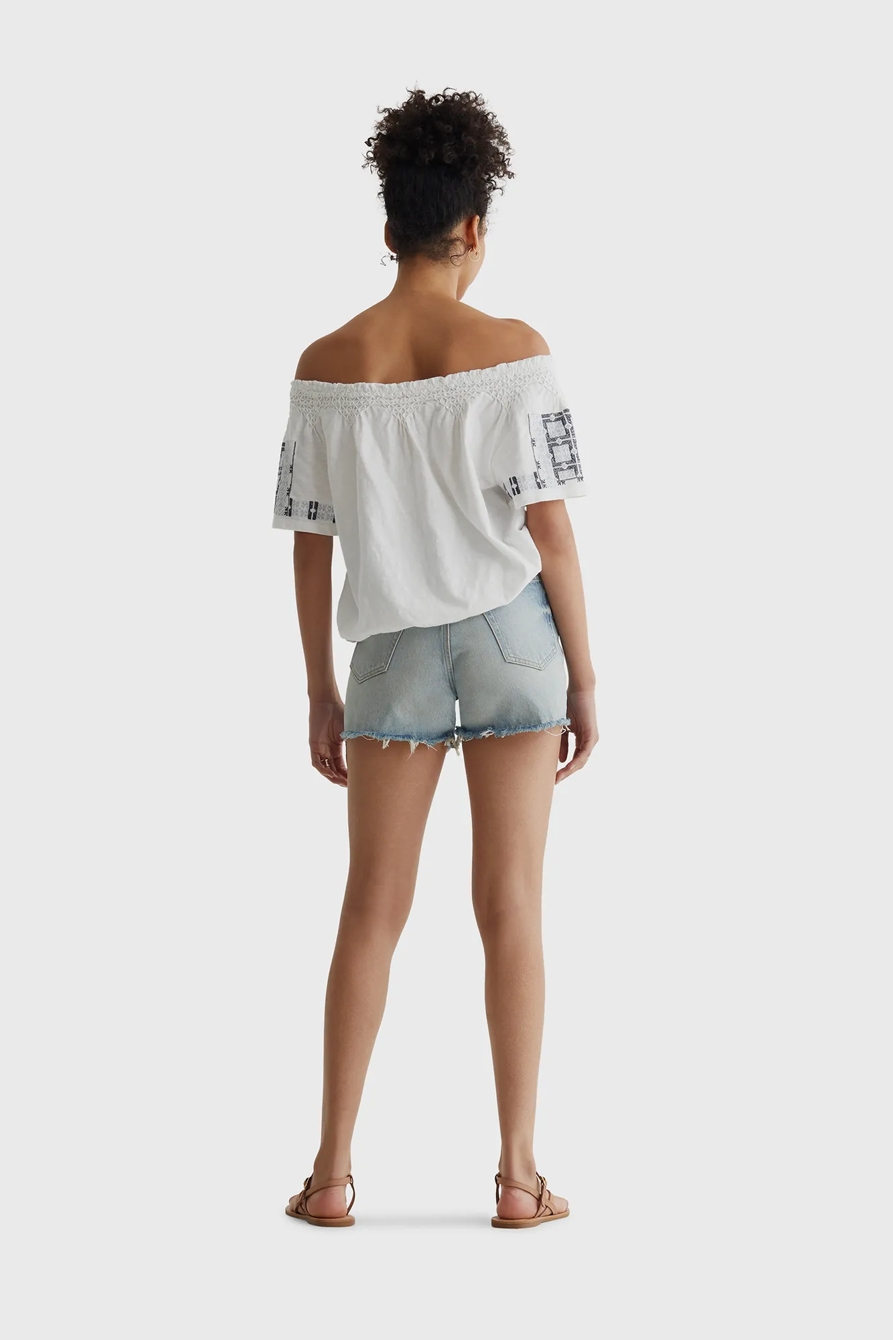 SHORT SLEEVE OFF THE SHOULDER EMBROIDERED TOP, image 5