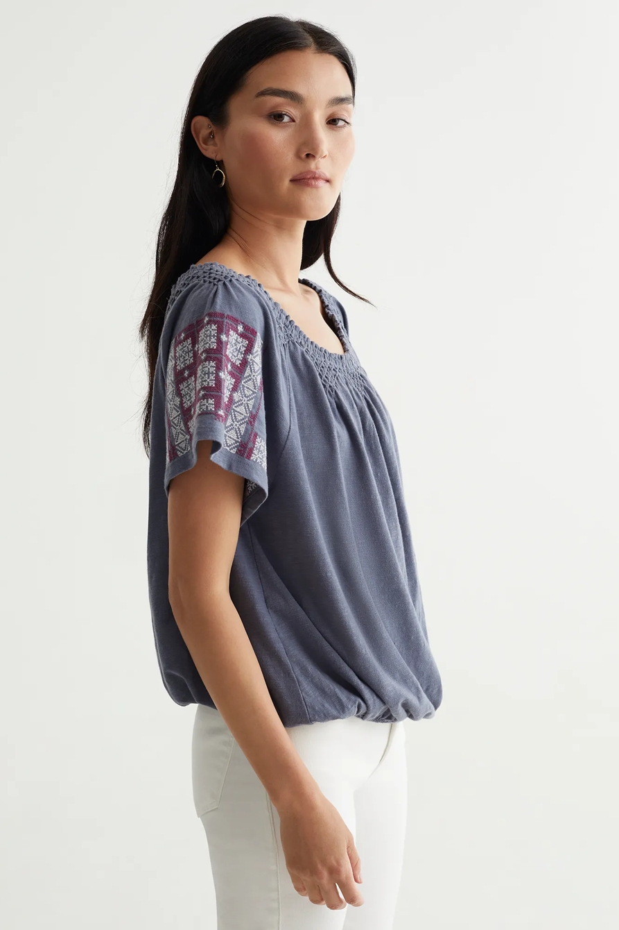 SHORT SLEEVE OFF THE SHOULDER EMBROIDERED TOP, image 3