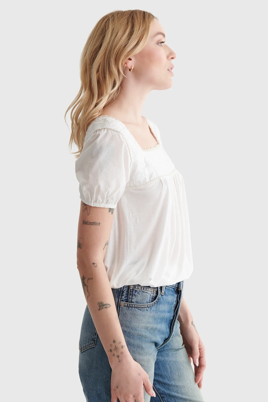 EMBROIDERED ANGLAISE SQUARE NECK BLOUSE, image 3